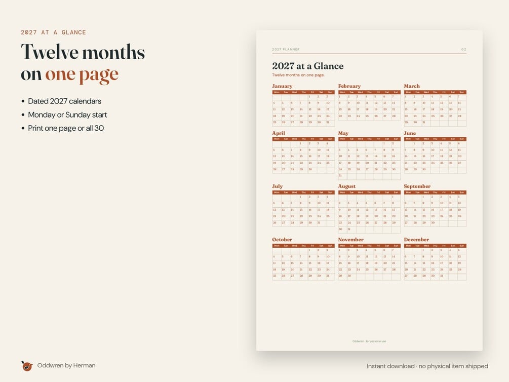 2027 Planner — product preview 2