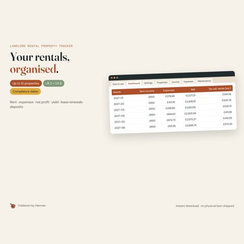 Landlord Rental Property Tracker by Oddwren
