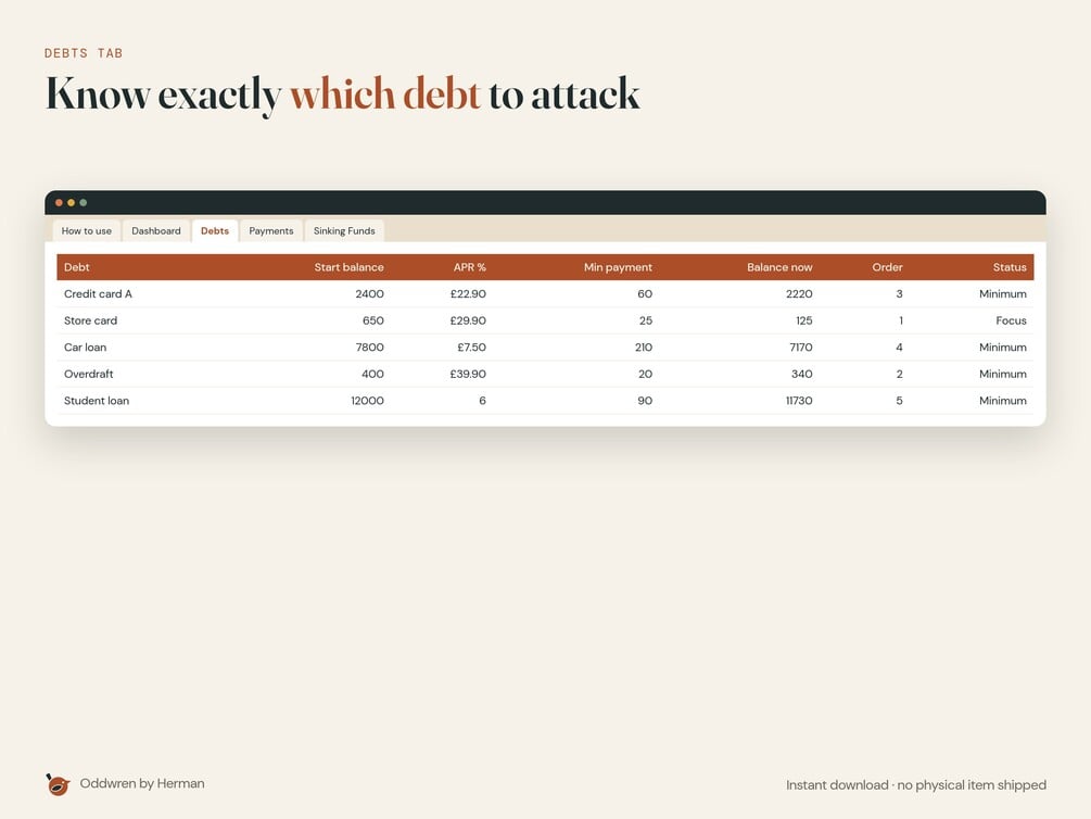 Debt Payoff & Sinking Funds Tracker 2027 — product preview 2