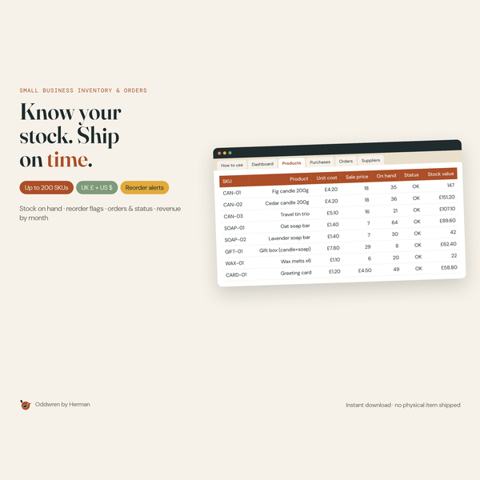 Small Business Inventory & Order Tracker by Oddwren