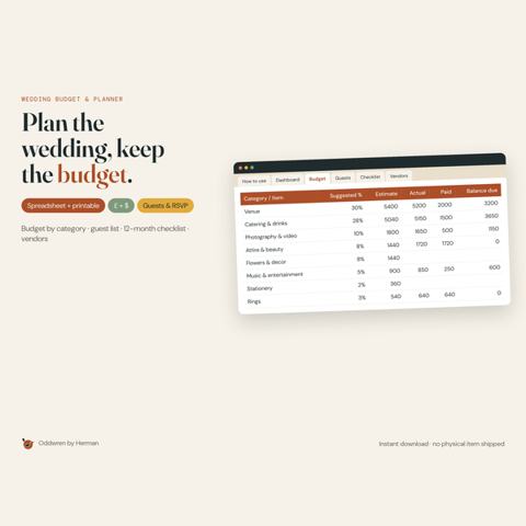 Wedding Budget & Planner by Oddwren